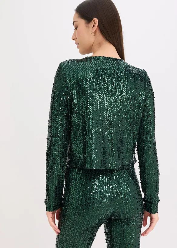 Pailletten-Jacke in grün von hinten (im Anschnitt) - bonprix