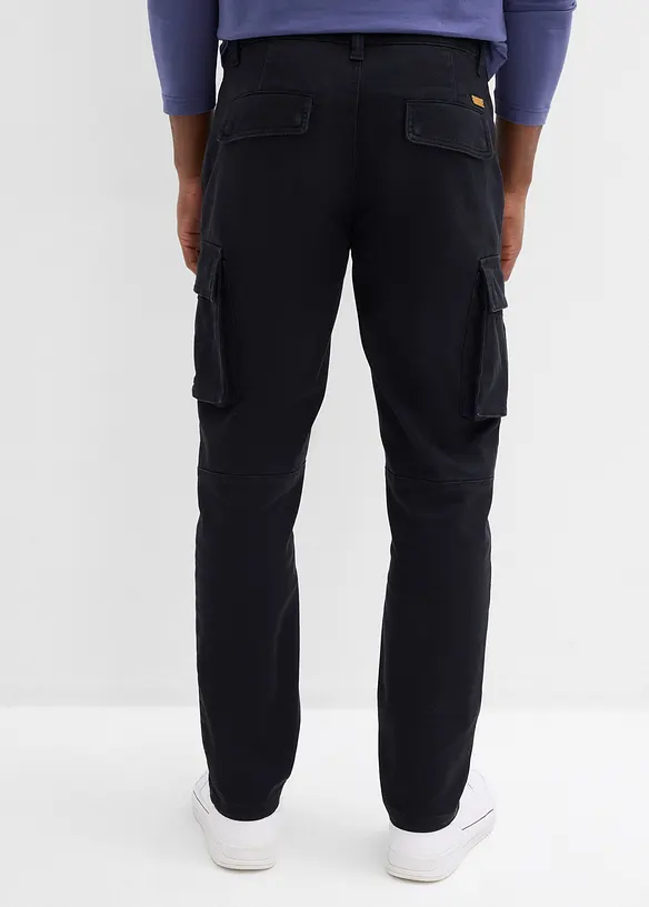 Regular Fit Stretch-Cargohose mit reiner Baumwolle, Straight in schwarz von hinten - bonprix
