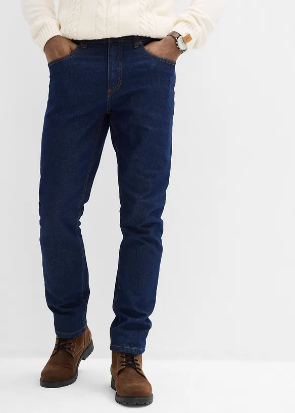 Classic-Fit Jeans mit Dehnbund, Straight in blau von vorne - bonprix