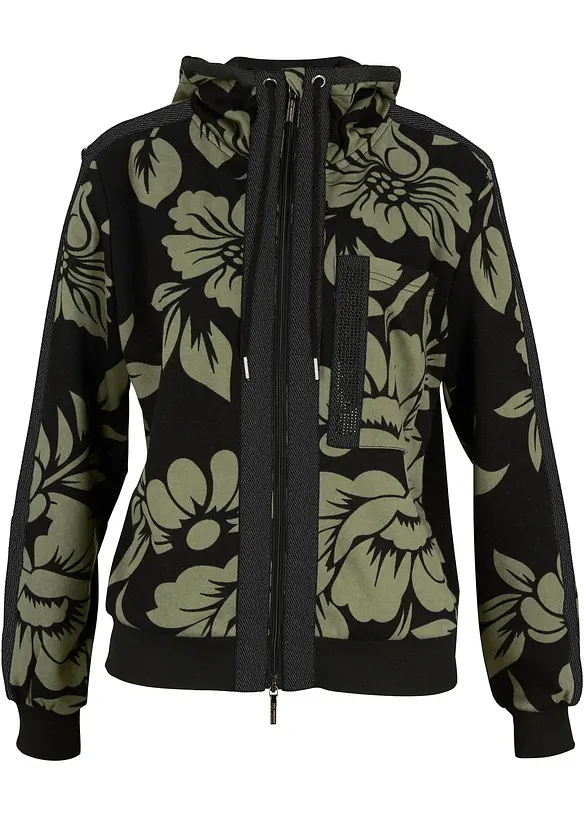 Sweatjacke aus weichem Baumwoll-Mix in schwarz - bonprix