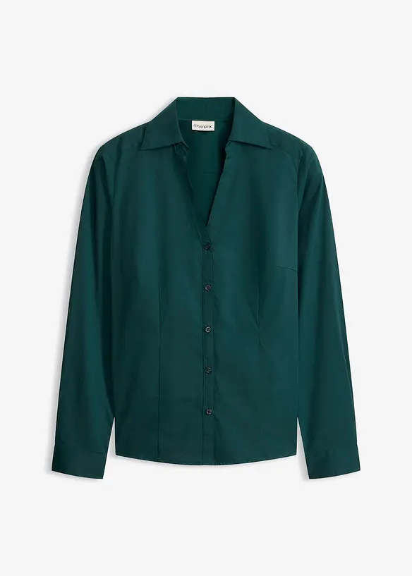 Stretch-Bluse in grün von vorne - bonprix
