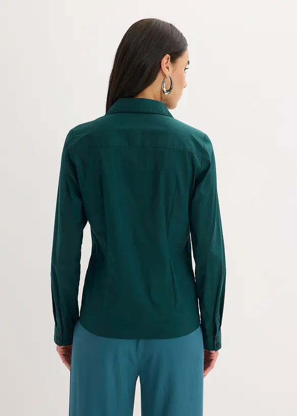 Stretch-Bluse in grün von hinten (im Anschnitt) - bonprix