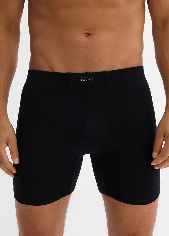 Midi Boxershorts eng mit Baumwolle (5er Pack) in schwarz von vorne - bonprix