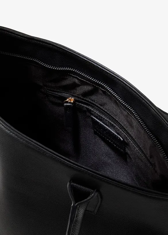 Handtasche in Lederoptik in schwarz geöffnet - bonprix