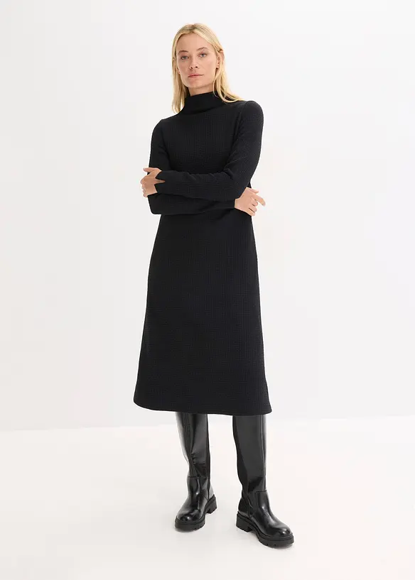 Ausgestelltes Midikleid in schwarz von vorne (Totalaufnahme) - bonprix