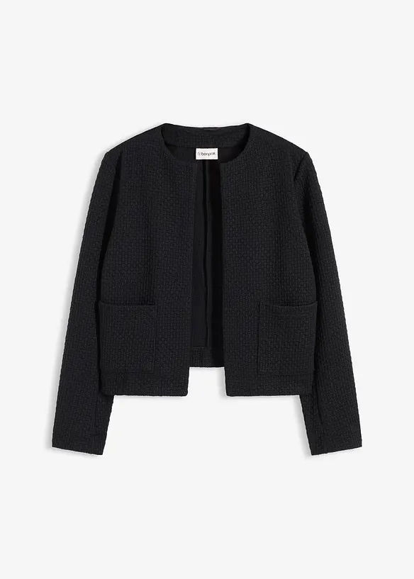 Kurzer Jersey-Blazer in schwarz von vorne - bonprix Kurzer Jersey-Blazer in schwarz von vorne - bonprix