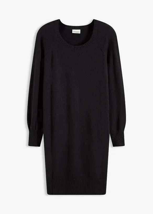 Kurzes Strickkleid in schwarz von vorne - bonprix