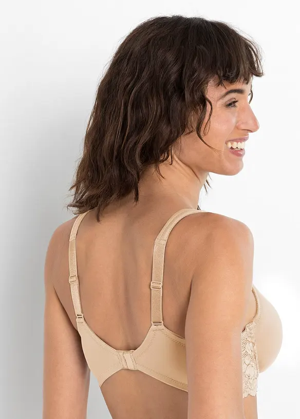 T-Shirt-BH mit gepolsterten Trägern in beige von hinten (im Anschnitt) - bonprix