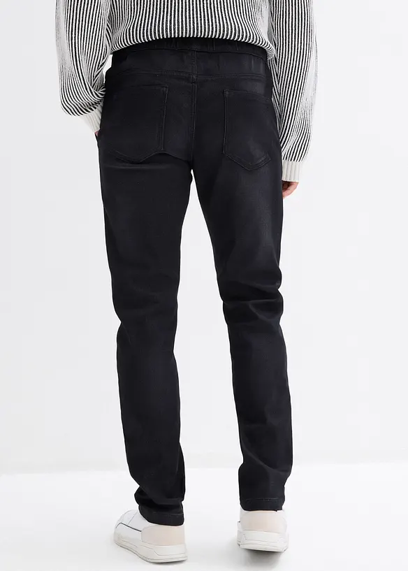 Slim Fit Sweat-Jeans, Straight in schwarz von hinten - bonprix