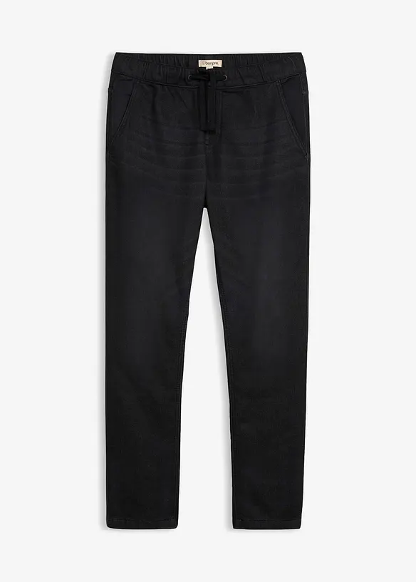 Slim Fit Sweat-Jeans, Straight in schwarz von vorne - bonprix