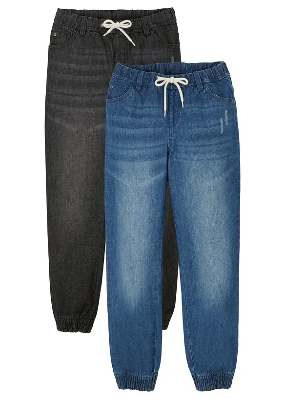 Regular Fit Schlupfjeans mit Baumwolle (2er Pack) in blau von vorne - bonprix