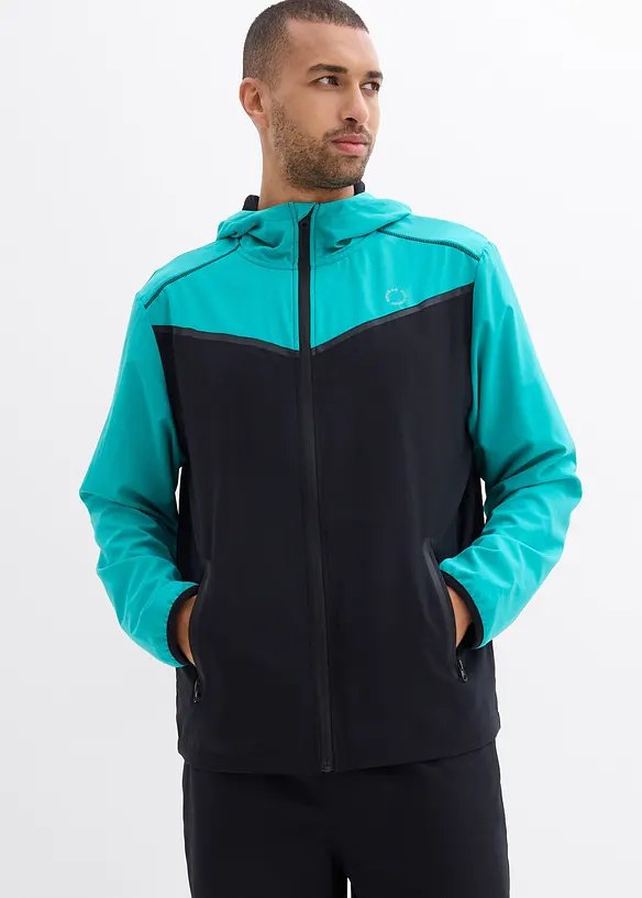 Leichte Sportjacke Herren, schnelltrocknend in schwarz von vorne (im Anschnitt) - bonprix