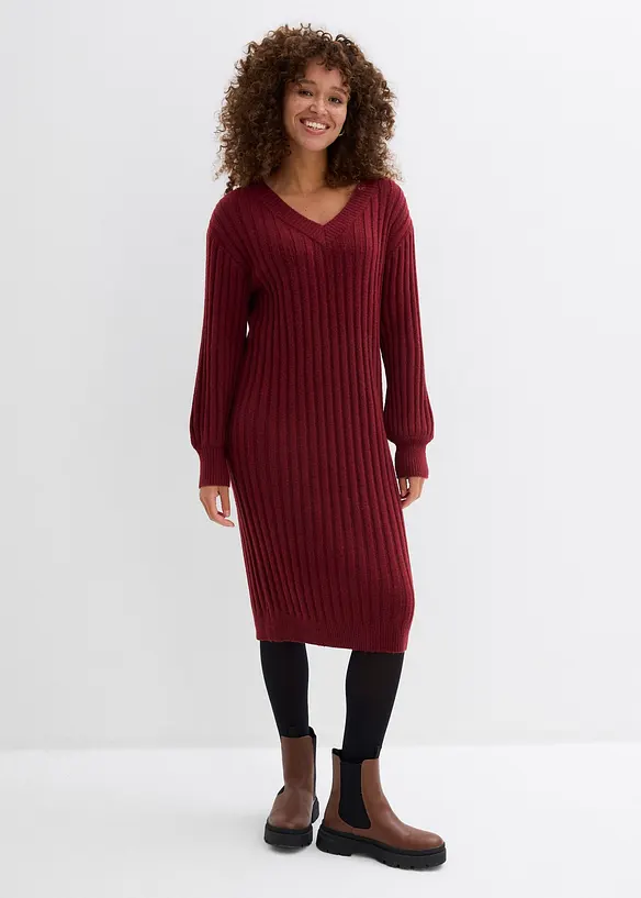 Strickkleid in rot von vorne (Totalaufnahme) - bonprix Strickkleid in rot von vorne (Totalaufnahme) - bonprix