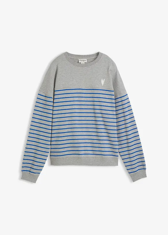 Oversize-Sweatshirt aus Baumwollmix in grau von vorne - bonprix