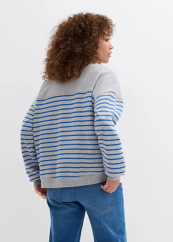 Oversize-Sweatshirt aus Baumwollmix in grau von hinten (im Anschnitt) - bonprix