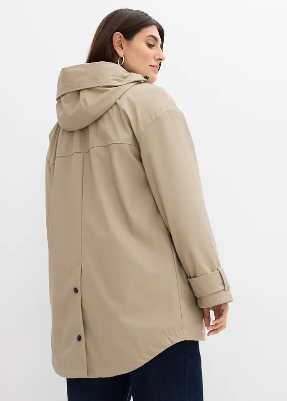 6-in-1 wasserabweisende Umstandsjacke mit Trageeinsatz und herausnehmbarer Fleecejacke in braun von hinten (im Anschnitt) - bonprix