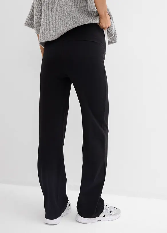 2-in-1 Jerseyhose für die Schwangerschaft und danach mit umklappbarem Bund in schwarz von hinten - bonprix