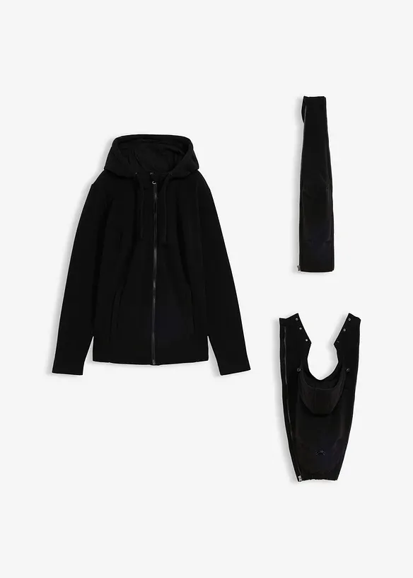 4-in-1 Fleecejacke mit Babyeinsatz und Vorder- und Rückentragefunktion in schwarz von vorne - bonprix 4-in-1 Fleecejacke mit Babyeinsatz und Vorder- und Rückentragefunktion in schwarz von vorne - bonprix