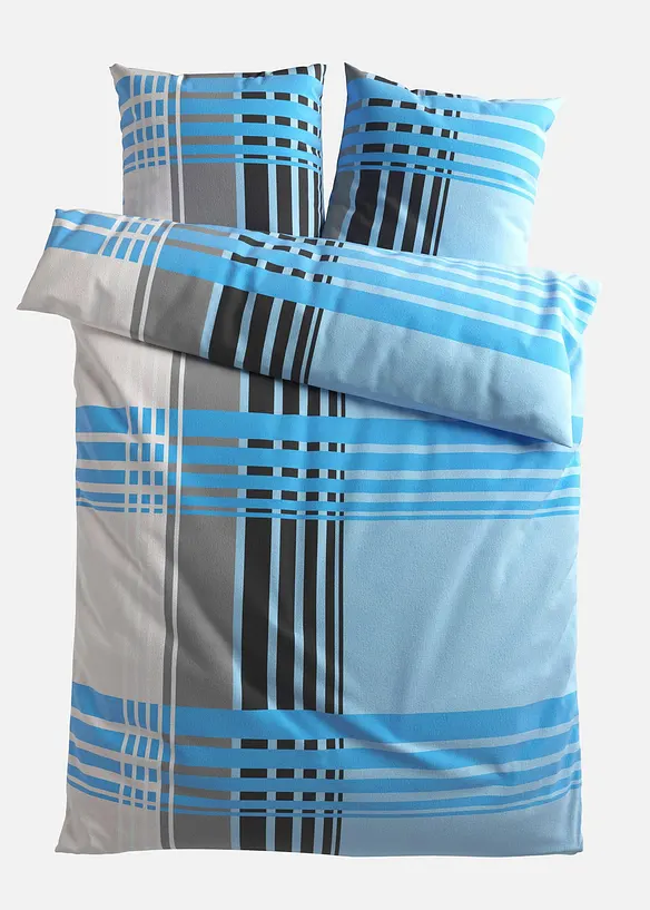 Biber-Bettwäsche in blau von vorne - bonprix