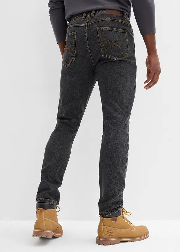 Classic-Fit Jeans mit Dehnbund, Straight in schwarz von hinten - bonprix
