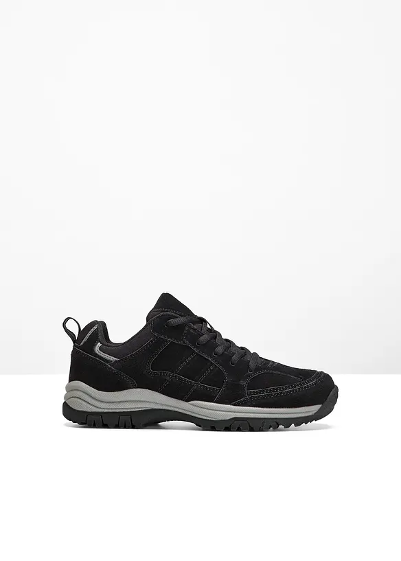 Trekkingschuhe aus Veloursleder in schwarz von vorne - bonprix