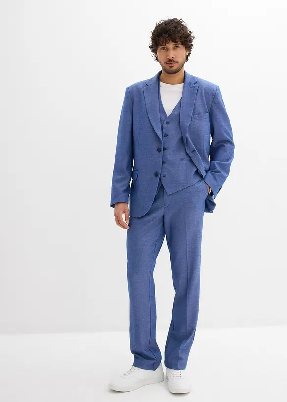 Anzug mit Weste in Regular Fit  (3-tlg.Set) in blau von vorne (Totalaufnahme) - bonprix