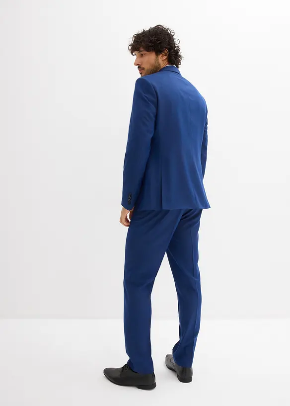 Anzug mit Krawatte in Slim Fit (3-tlg.Set) in blau von hinten (Totalaufnahme) - bonprix