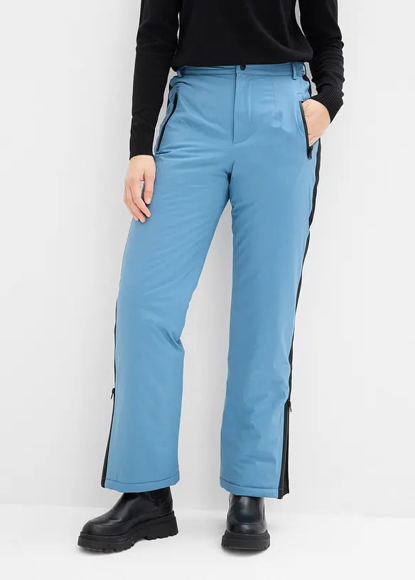 warm wattierte Skihose, mit Schneefang in blau von vorne - bonprix