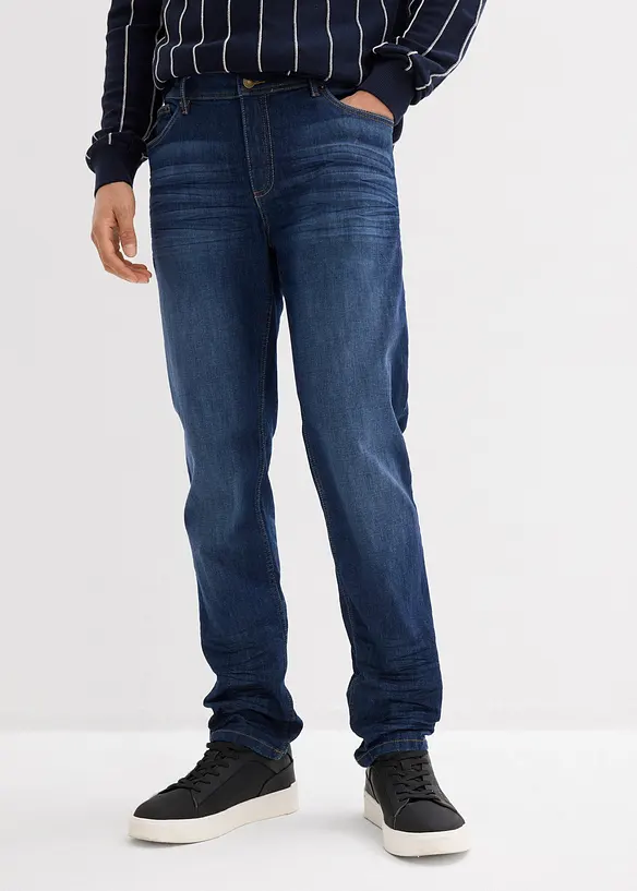 Slim-Fit-Jeans, Tapered in blau von vorne - bonprix