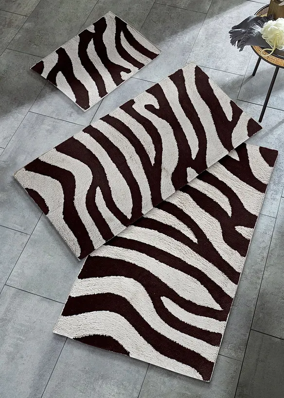 Badematte mit Zebra- Muster in schwarz - bonprix