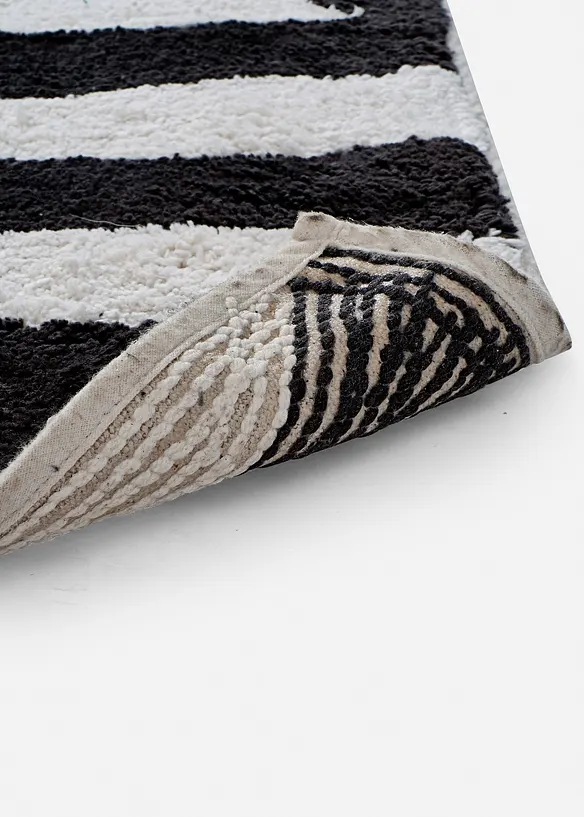 Badematte mit Zebra- Muster in schwarz Detailaufnahme vom Material - bonprix