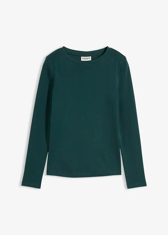 Langarmshirt aus reiner Bio-Baumwolle in grün von vorne - bonprix Langarmshirt aus reiner Bio-Baumwolle in grün von vorne - bonprix