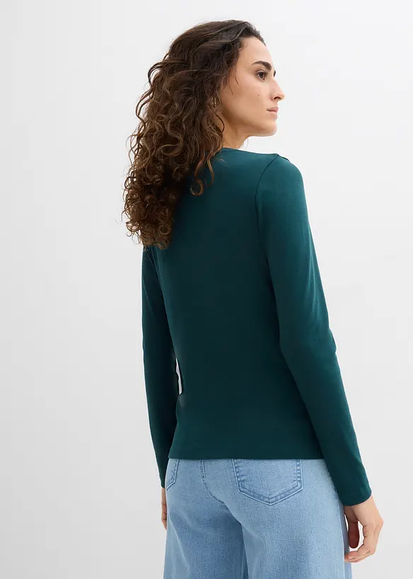 Langarmshirt aus reiner Bio-Baumwolle in grün von hinten (im Anschnitt) - bonprix Langarmshirt aus reiner Bio-Baumwolle in grün von hinten (im Anschnitt) - bonprix