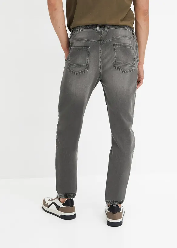 Regular-Fit Jeans-Jogger mit Dehnbund, Straight in grau von hinten - bonprix