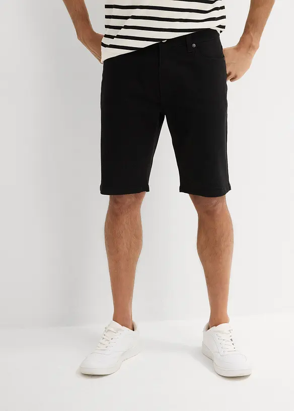 Stretch-Bermuda in Regular-Fit (2er Pack) in schwarz von vorne - bonprix