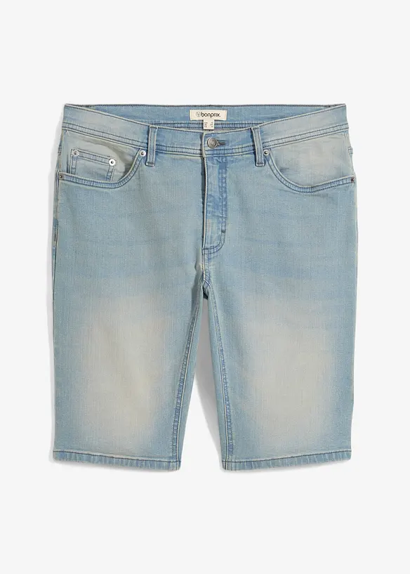 Stretch-Jeans-Bermuda mit verstärktem Schritt in Regular-Fit in blau von vorne - bonprix