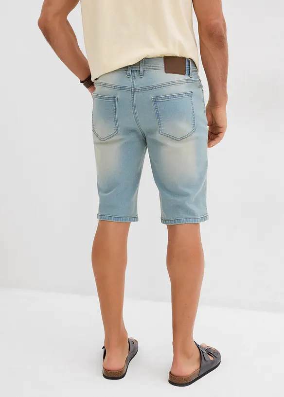 Stretch-Jeans-Bermuda mit verstärktem Schritt in Regular-Fit in blau von hinten - bonprix