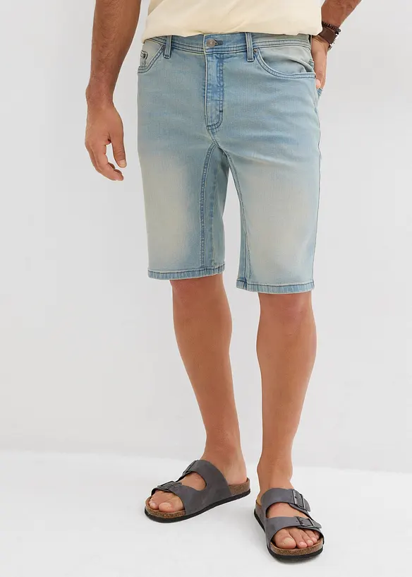Stretch-Jeans-Bermuda mit verstärktem Schritt in Regular-Fit in blau von vorne - bonprix