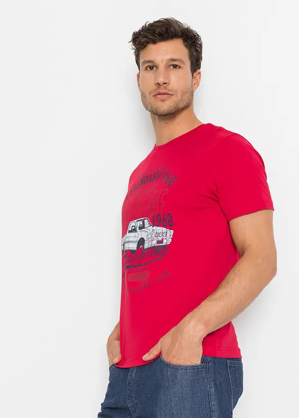 T-Shirt (3er Pack) in blau von vorne (im Anschnitt) - bonprix