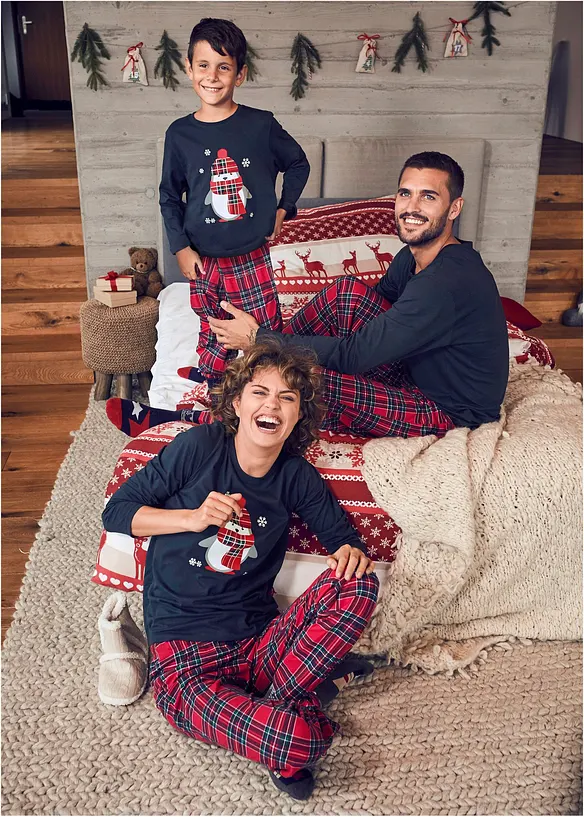 Kinder Pyjama aus reiner Bio-Baumwolle (2-tlg. Set) in blau - bonprix