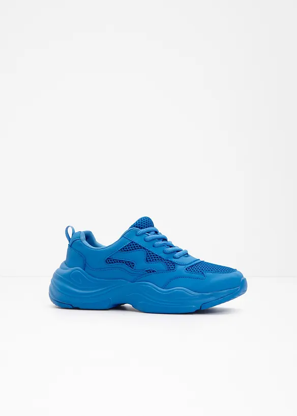 Chunky Sneaker mit Mesh-Einsatz in blau - bonprix