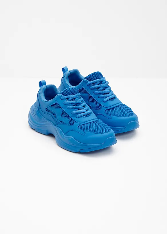 Chunky Sneaker mit Mesh-Einsatz in blau - bonprix