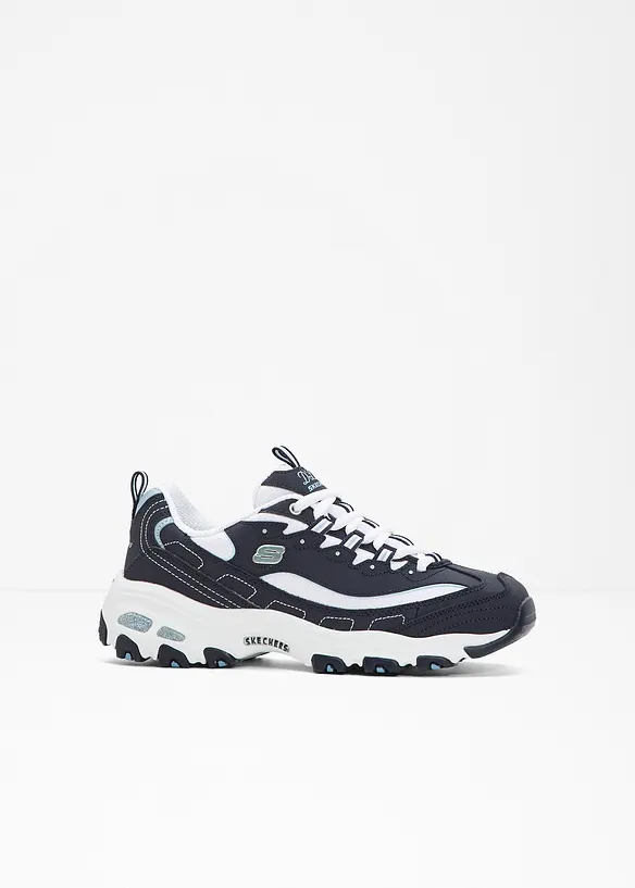 Skechers Chunky Sneaker aus Leder in blau von vorne - Skechers