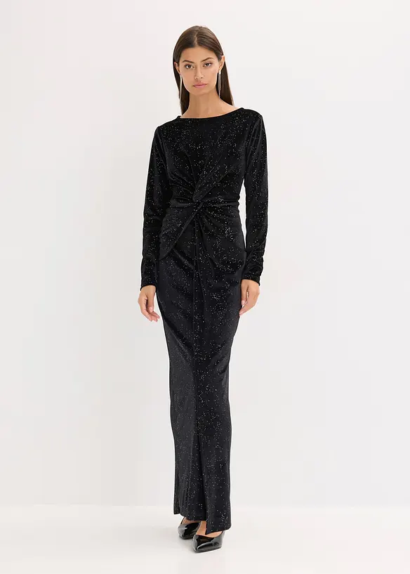 Abendkleid mit Glitzer in schwarz von vorne (Totalaufnahme) - bonprix
