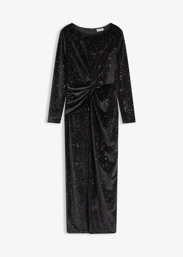 Abendkleid mit Glitzer in schwarz von vorne - bonprix