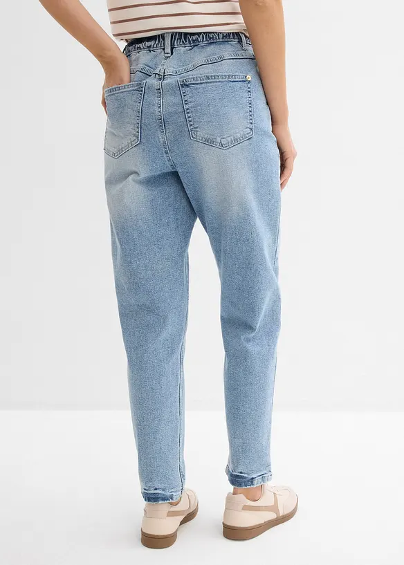 Mom Jeans High Waist, cropped in blau von hinten - bonprix