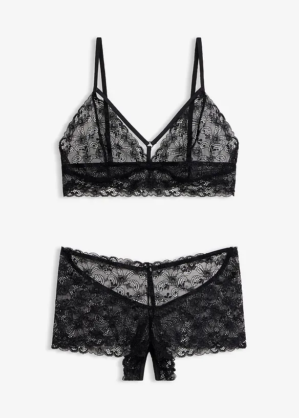 Bustier+Panty ouvert (2-tlg.Set) in schwarz von vorne - bonprix
