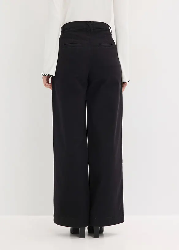 Wide-Leg Bundfalten-Hose mit Bequembund in schwarz von hinten - bonprix Wide-Leg Bundfalten-Hose mit Bequembund in schwarz von hinten - bonprix