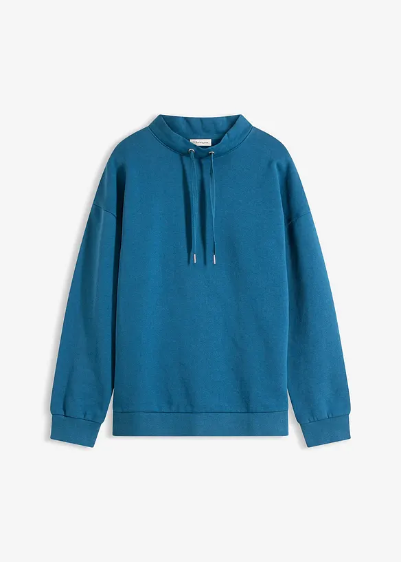 Sweatshirt aus reiner Bio-Baumwolle in petrol von vorne - bonprix