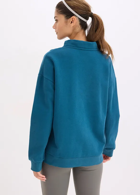 Sweatshirt aus reiner Bio-Baumwolle in petrol von hinten (im Anschnitt) - bonprix